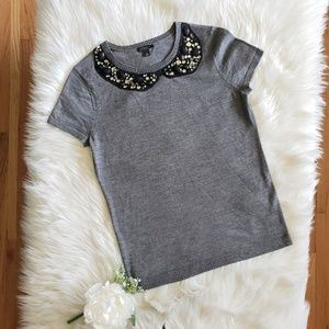 Ann Taylor S Merino Wool Short Sleeve Jewel Neck